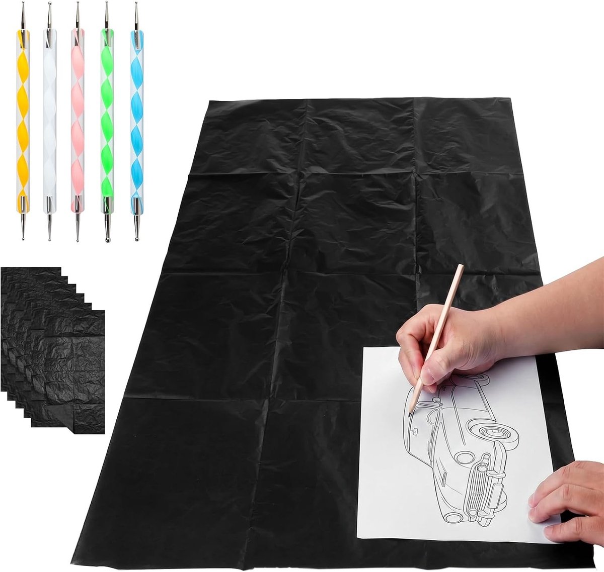 Grote Grafietpapier vellen voor Tekenen en Overzetten, 91 x 51 cm, Ideaal voor Hout, Stof en Creatieve Projecten