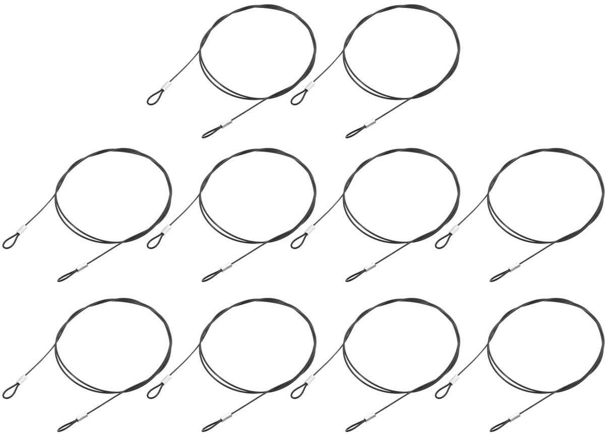 Elzusha - 10 Stuks Lanyards - Veiligheidsstaalkabel voor Buitenmeubels - Zwart
