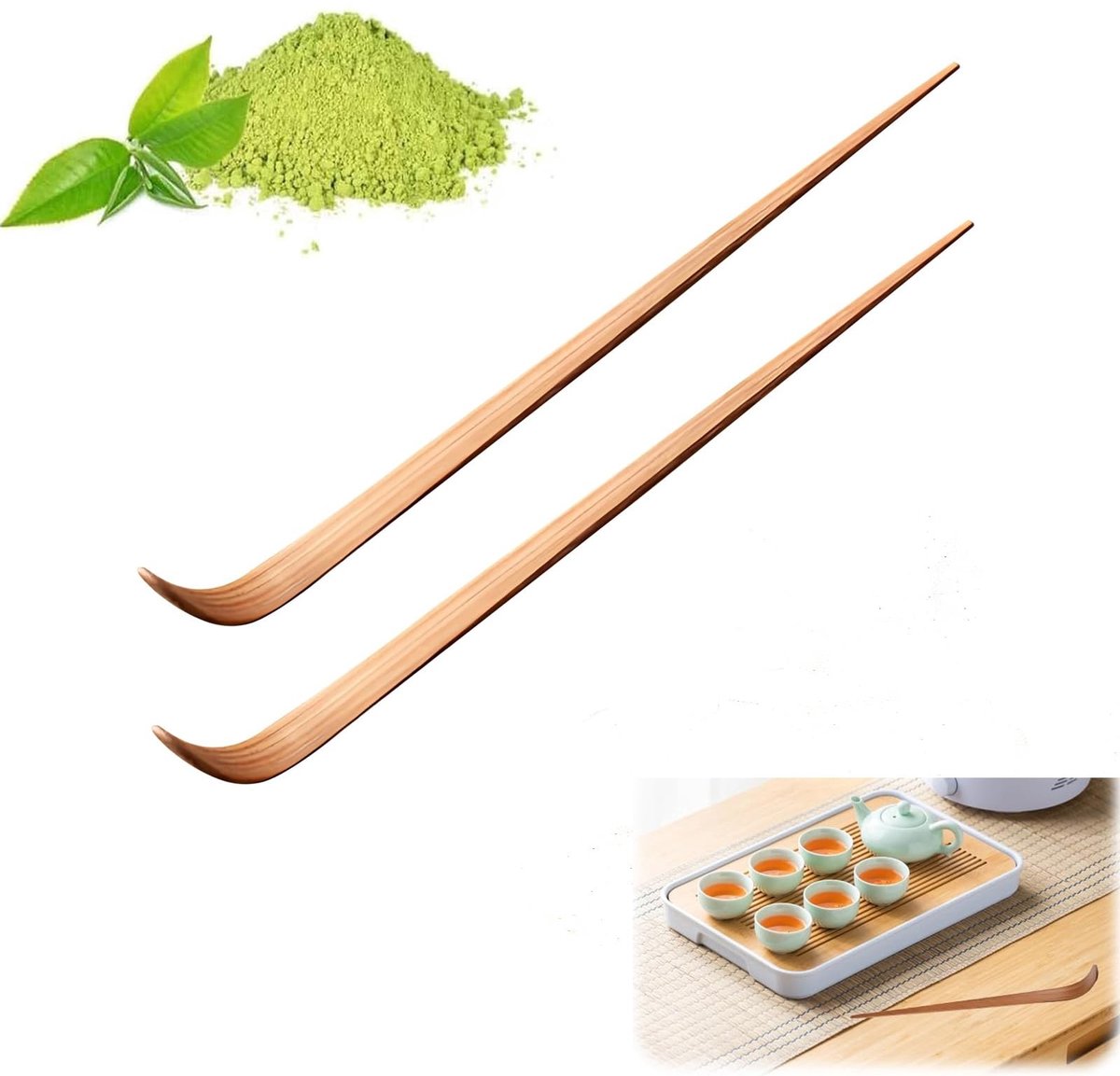 Elzusha - Set van 2 Bamboe Matcha Lepels