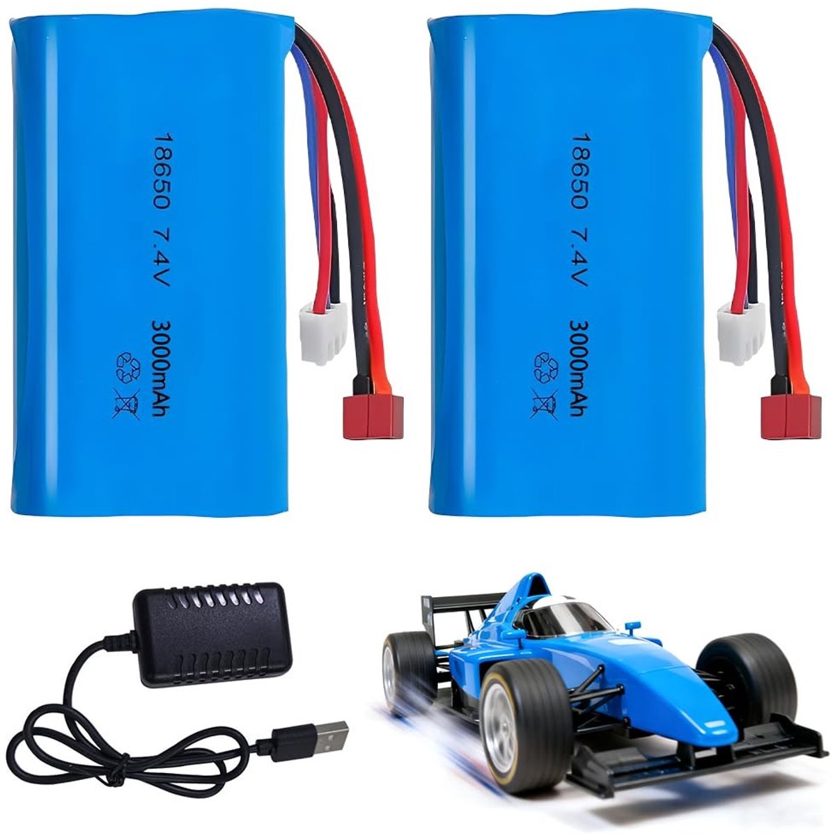 Elzusha - 7.4V 3000mAh Li-ion Batterijen, 2 Stuks
