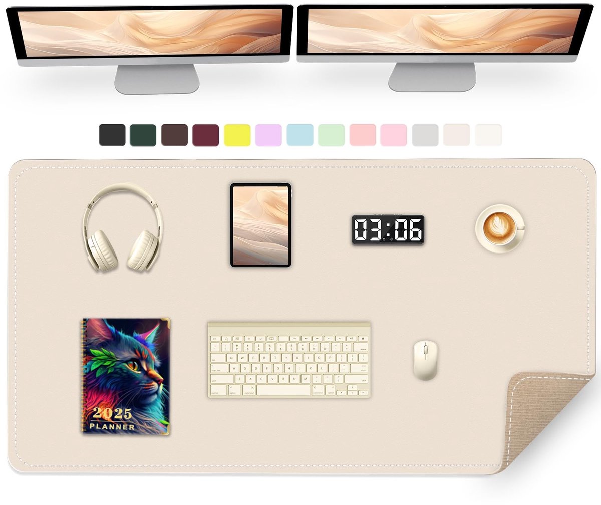 Elzusha - Groot PU Leren Bureau Mat - 120x43cm Niet-Slip Desk Protector voor Thuis en Kantoor