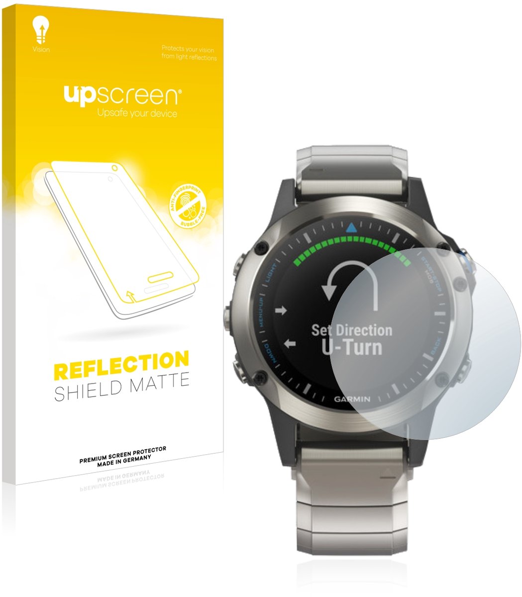 upscreen - Screenprotector voor Garmin quatix 5 - Folie Beschermfolie anti glare matte
