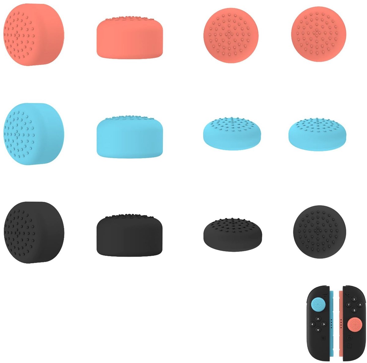 Elzusha - Set van 12 Joystick Caps voor Nintendo Switch - Siliconen Beschermcaps