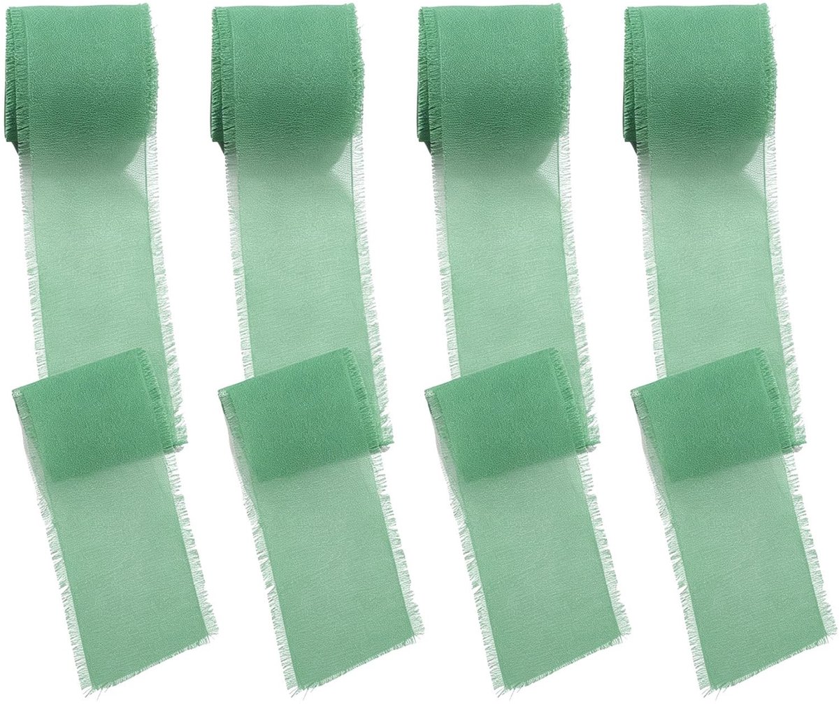 Elzusha - Set van 4 Eucalyptusgroene Chiffonlinten voor Decoratie