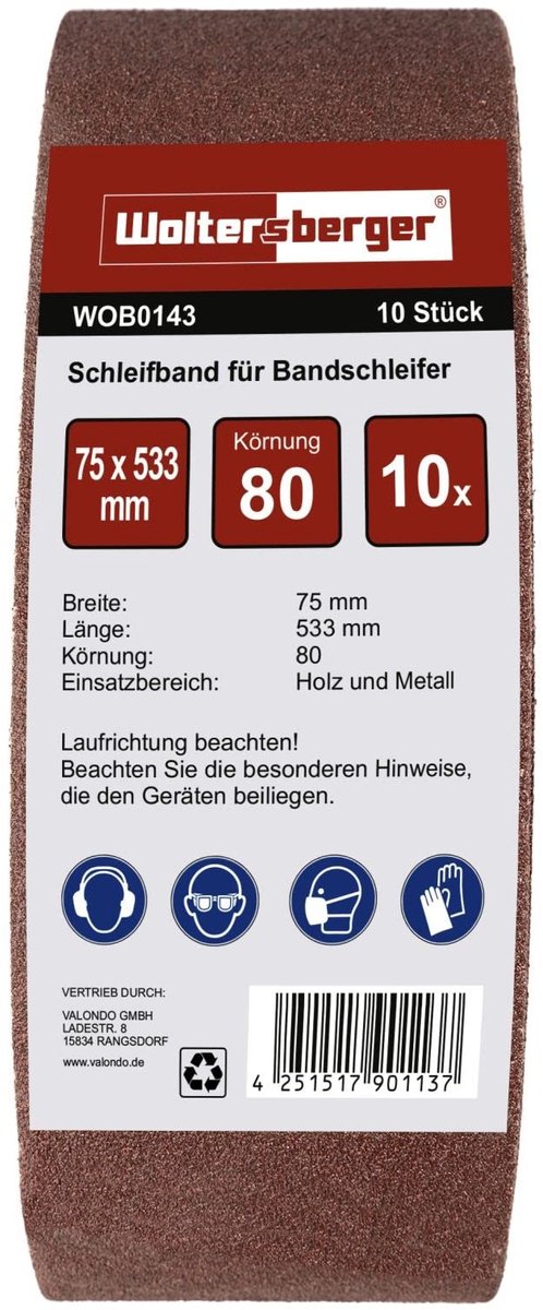 Elzusha - Set van 10 Schuurbanden 75x533 mm P180