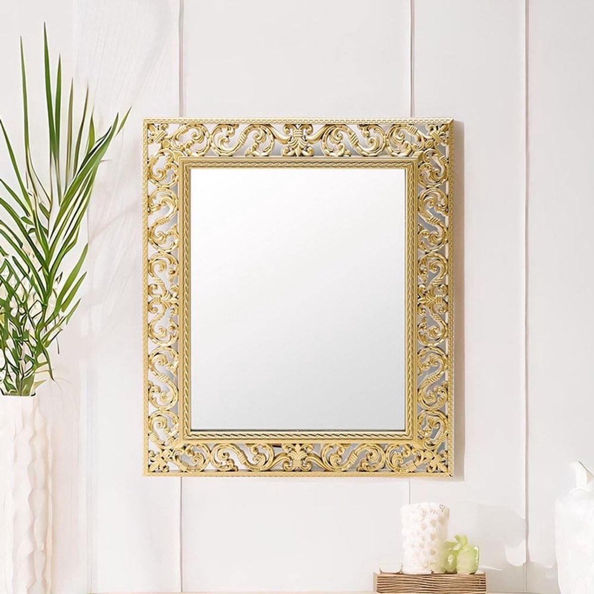 Elzusha - Rectangulaire Wandspiegel voor Badkamer - Decoratieve Make-up Spiegel 40x35cm