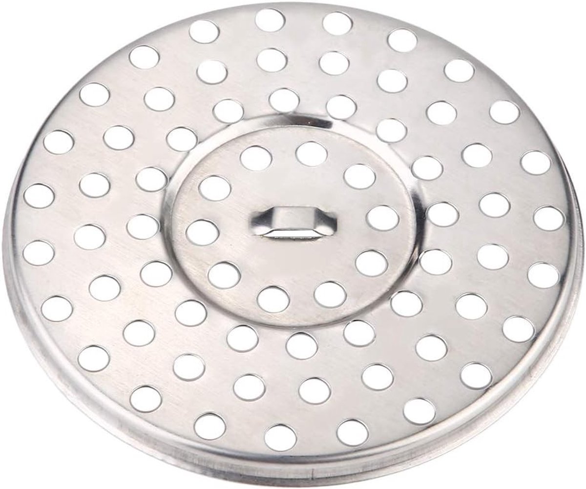 Ronde doucheafvoerplug van roestvrij staal van 8,5 cm met haarvanger voor badkamer, keuken en toilet