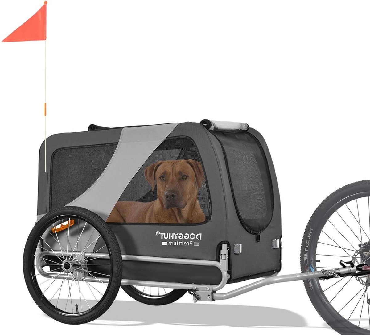 Hondenfietskar - Dierenkar Aanhanger - Actieve Uitjes - Versterkte Bodem - XL 45 kg - Grijs