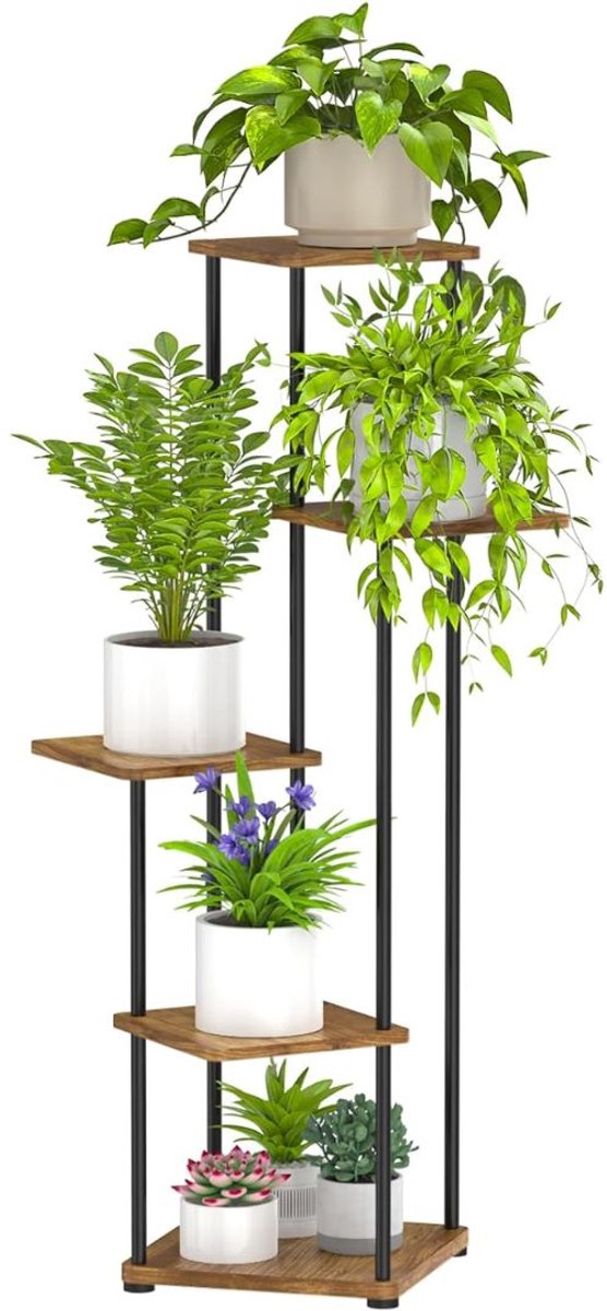 KIRA® Plantenrek - Decoratieve Plantenstandaard - Plantenstandaard Binnen - Bruin - 50cm x 50cm x 100cm