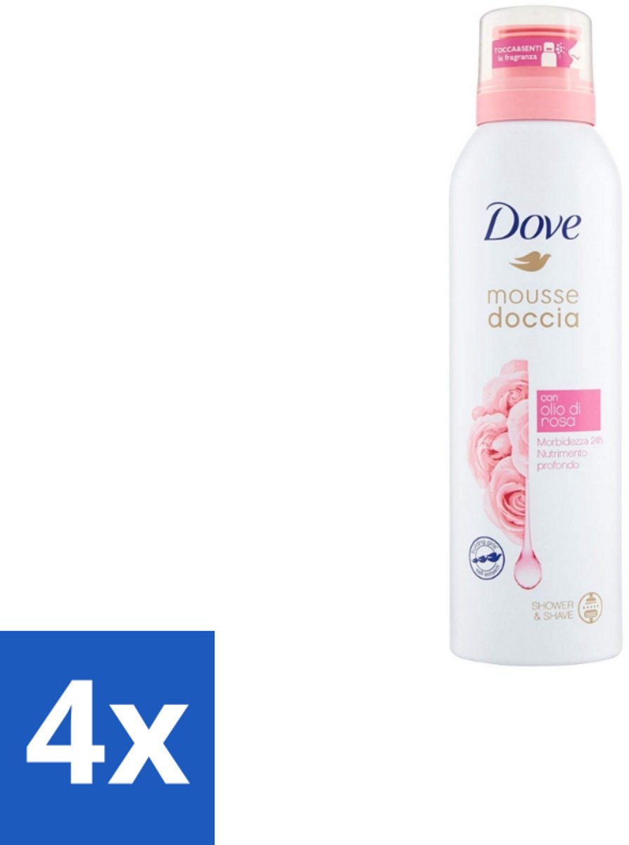 Dove – Douchefoam – Rose Oil – 200 ml - Voordeelverpakking - 4 stuks