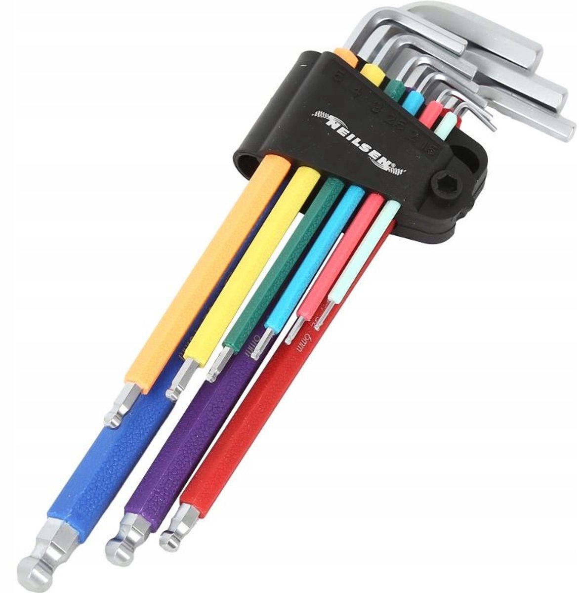 Multicolor Inbussleutelset met Kogelkop - Lange Maten 1.5-10mm
