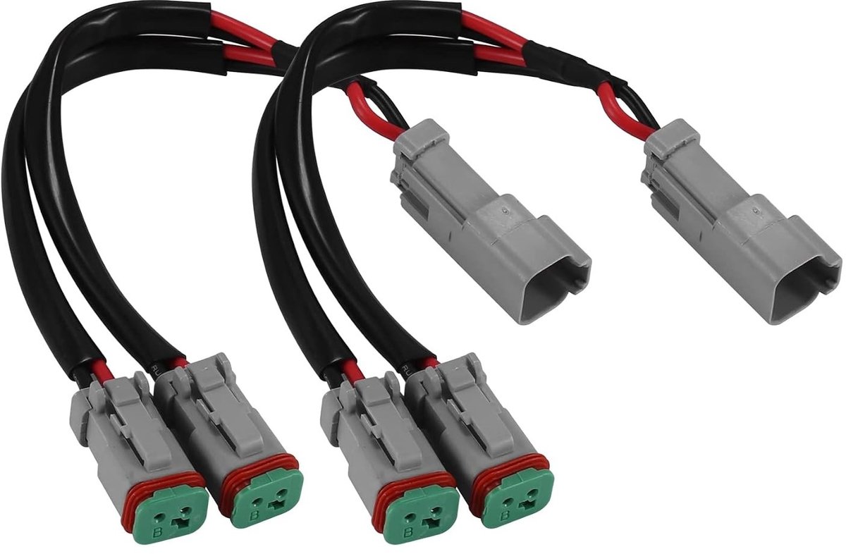 Y-type kabel adapter voor 2-pins DTP stekker, geschikt voor LED werkverlichting en retrofit bedrading
