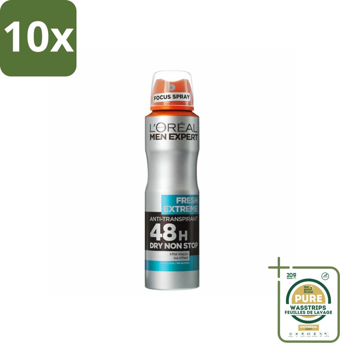 10 x L'Oréal Men Expert Deodorant Spray Fresh Extreme 150 ml - Grootverpakking - Deodorant Spray - Anti-geur - Transpiratiecontrole - 48 Uur Bescherming - Fris Gevoel