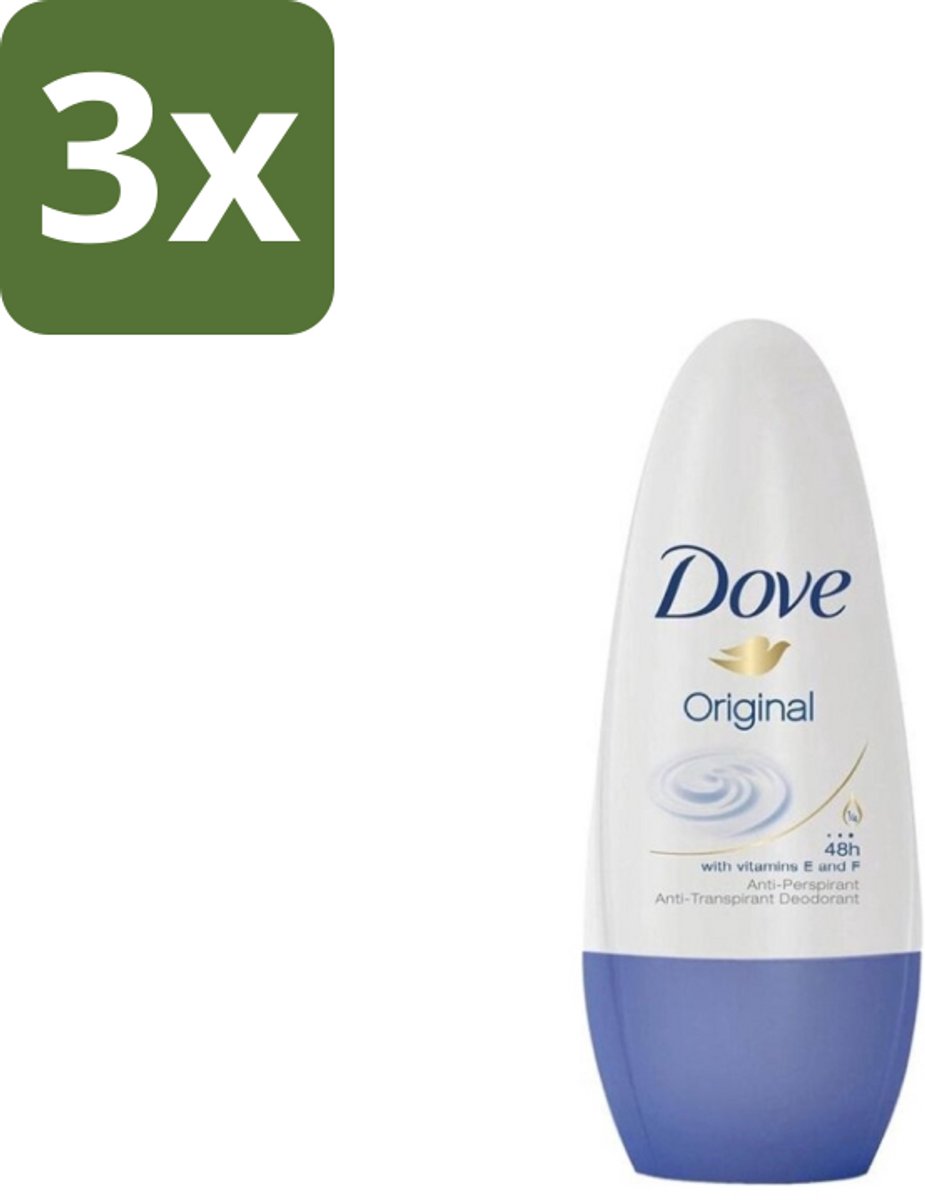 3 x Dove – Deodorant Roller – Original – 50 ml - Deodorant Roller - Okselgeur - Hydraterende Deodorant - Klassieke Dove-geur - Frisse Geur