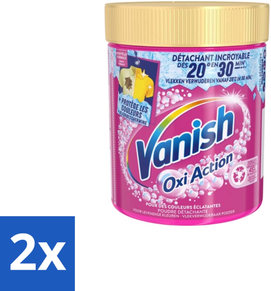 2 x Vanish – Wasbooster Poeder – Oxi Action Gekleurde Was – 470 g - Wasbooster - Kleurbehoud - Vlekverwijdering - Wasmiddel - Anti-verkleuring
