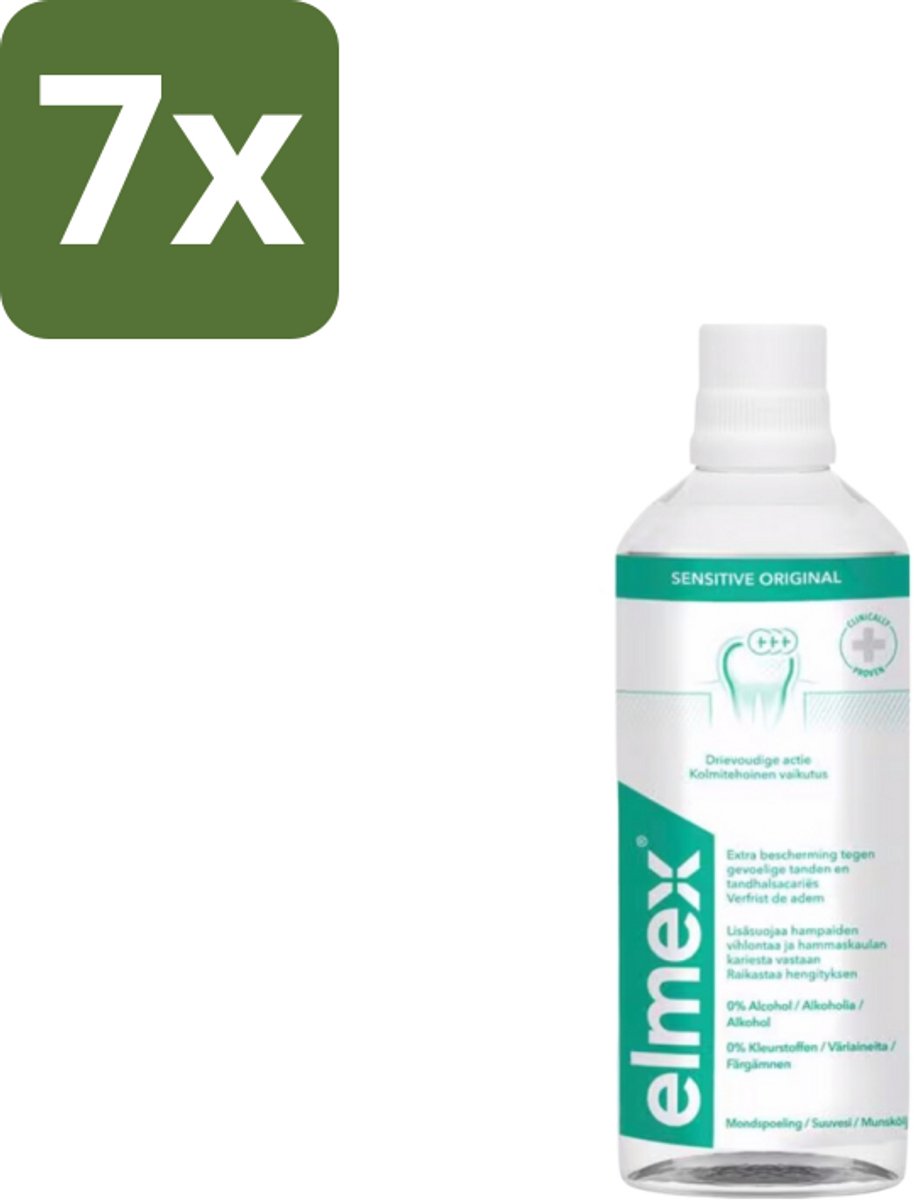 7 x Elmex Mondspoeling Sensitve 400 ml - Gevoelige Tanden - Vrijliggende Tandhalzen - Tandhalscariës - Tandspoeling - Fluoridebescherming