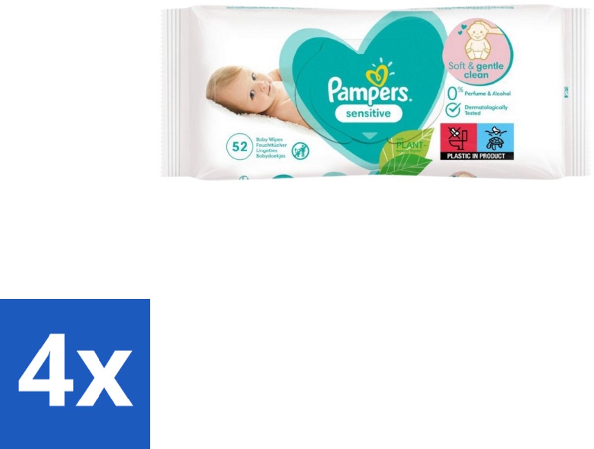 Pampers – Babydoekjes – Sensitive – 52 Doekjes - Voordeelverpakking - 4 stuks