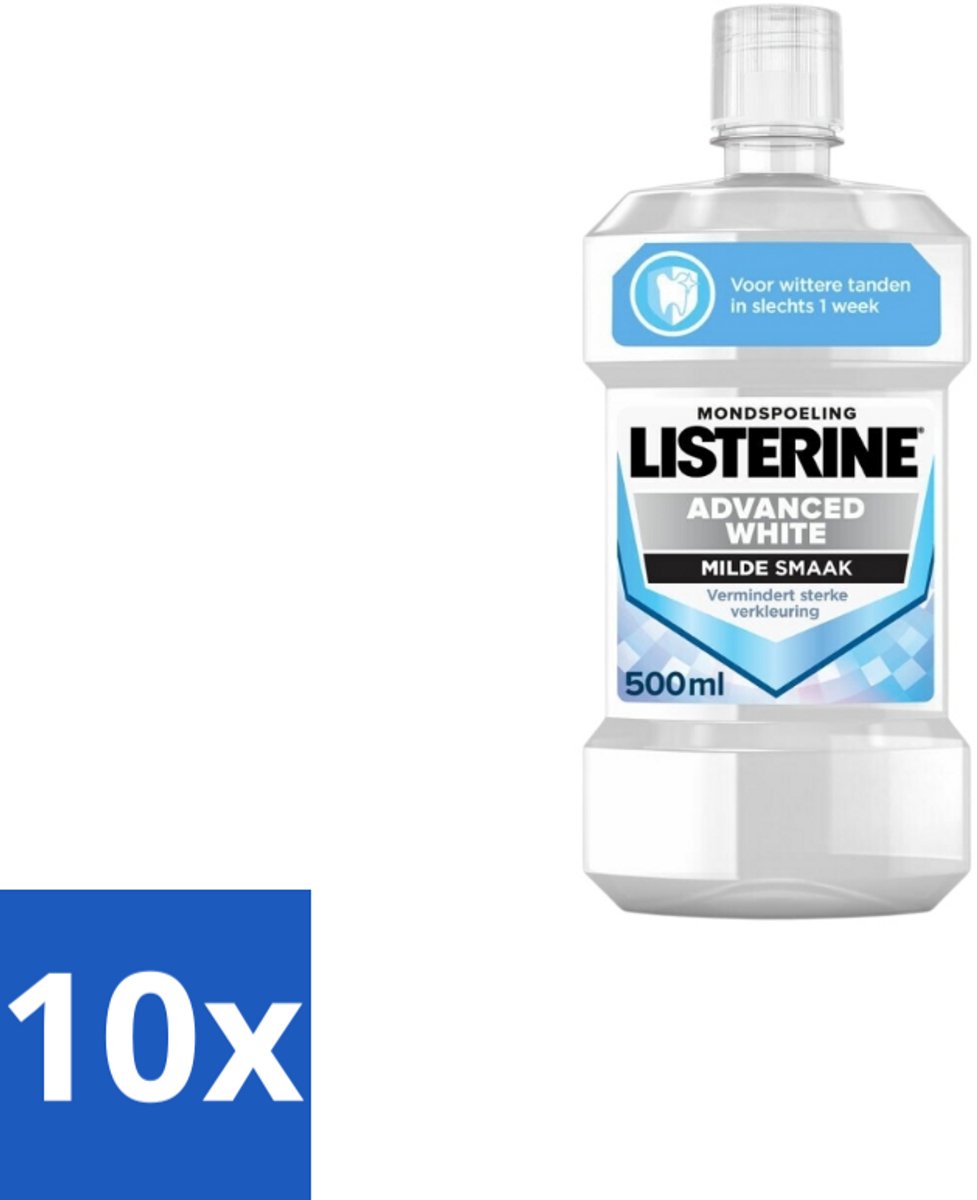 10 x Listerine – Mondwater – Advanced White – 500 ml - Mondwater - Mondverzorging - Tandenwitsen - Mondhygiëne - Mondspoelen