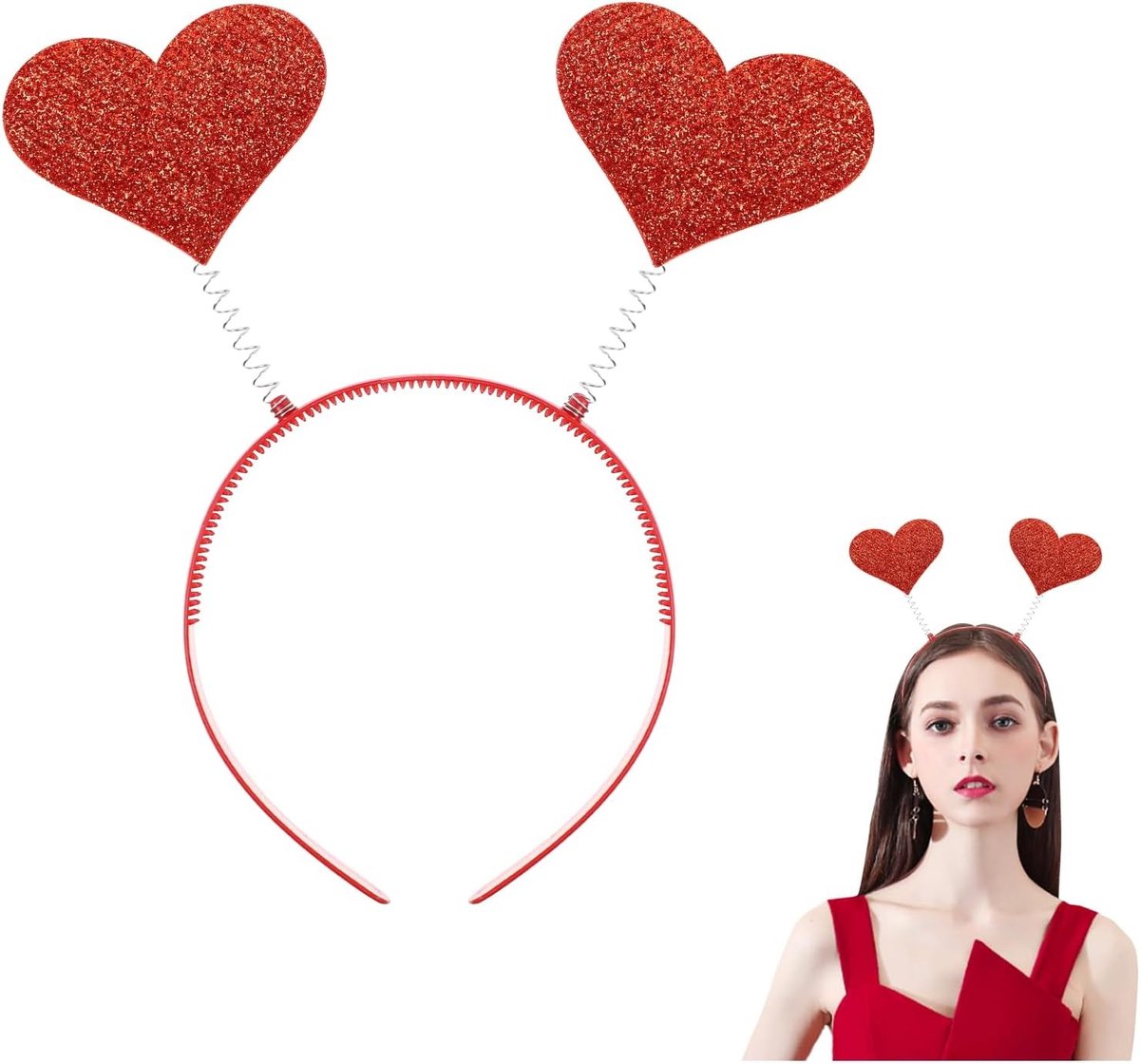 Rode hartjes haarband voor dames - Liefde, Valentijnsdag, Bruiloft, Kostuumaccessoires en Fotoproppen