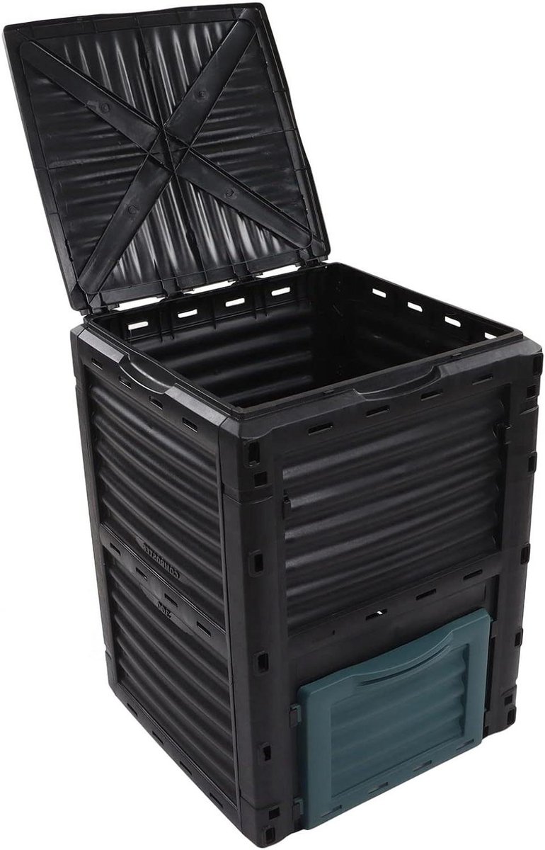 Compostbak - Composteerbak Tuin - Afval Verwerken - Grote Capaciteit - 300 Liter - Zwart