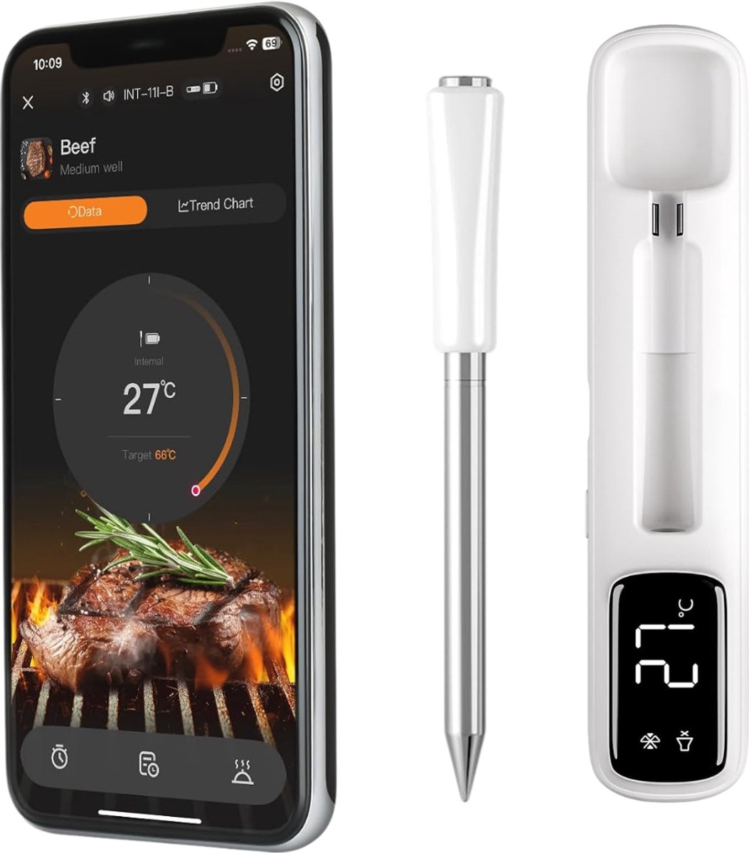 CRLYN® Vleesthermometer Draadloos - Kerntemperatuurmeter BBQ Draadloos - BBQ Thermometer
