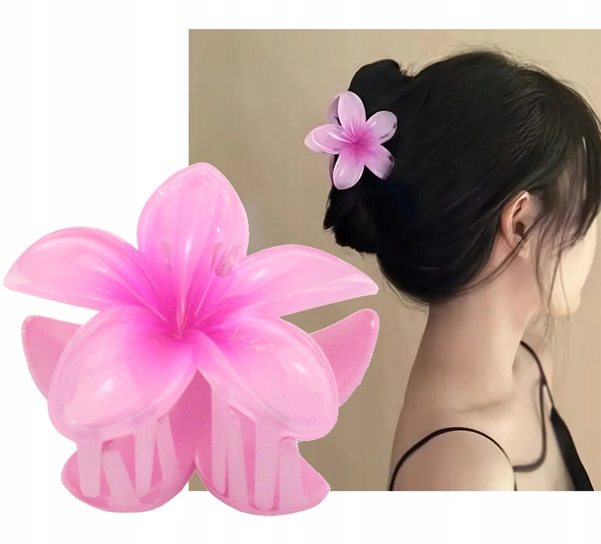 Grote Hawaiiaanse Bloem Haarclip - Roze