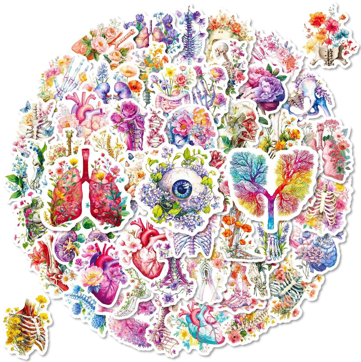 Elzusha - Set van 112 Waterdichte Anatomische Bloemenstickers voor Kinderen