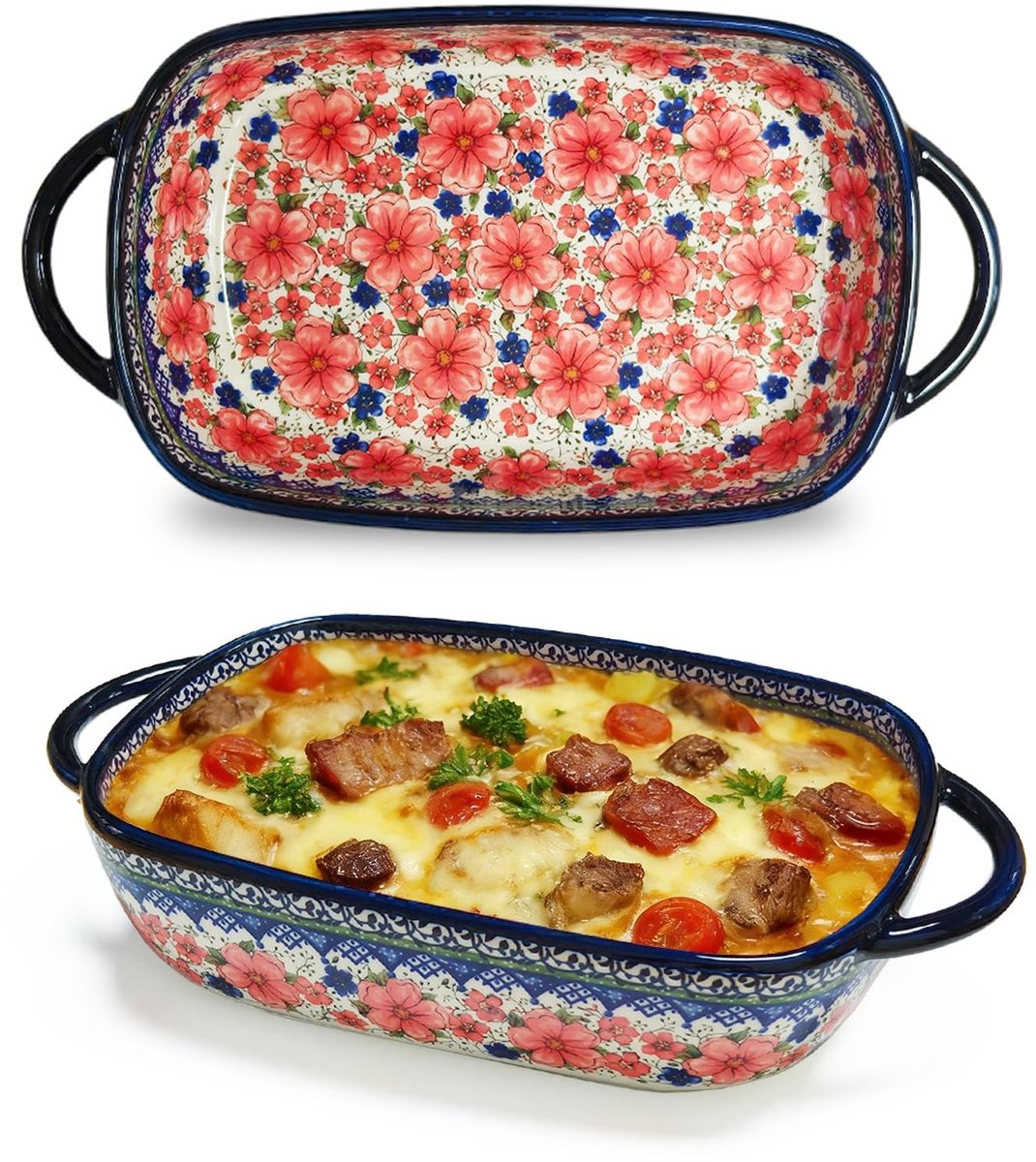 Elzusha - Keramische Bakvorm voor Lasagne en Ovenschotels - Ovenbestendig met Handgrepen