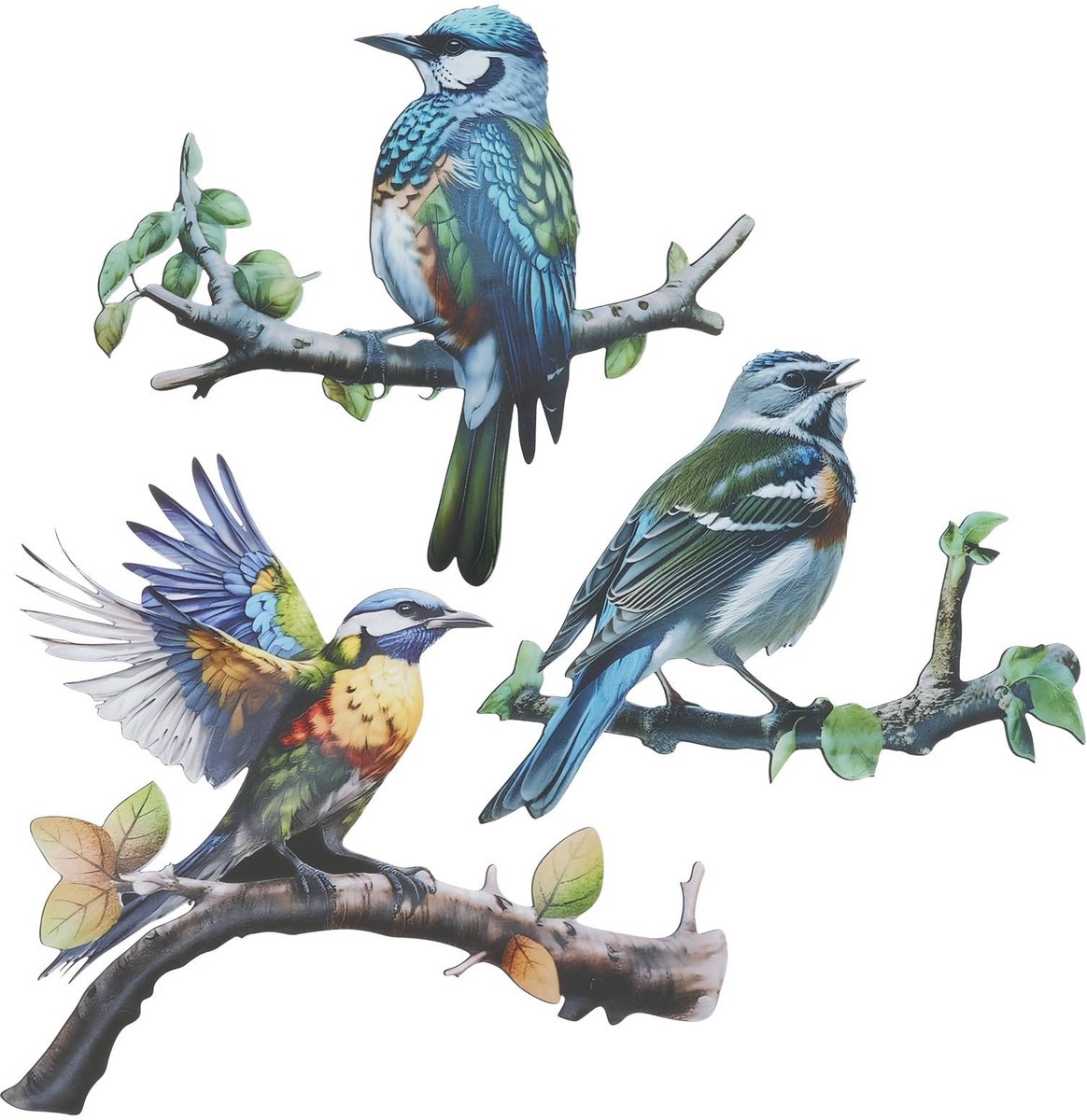 Elzusha - Set van 3 Decoratieve Metalen Vogels voor Wanddecoratie