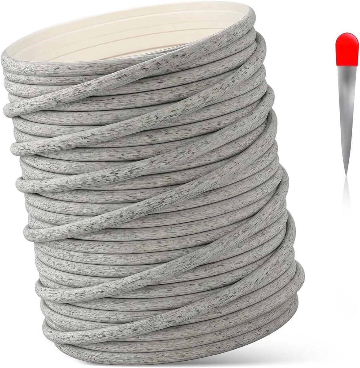 Plastic Woven Rattan Repair Kit - 75m Polyrattan Weefmateriaal voor Tuinmeubelen, Stoelen en Mandjes in Lichtgrijs