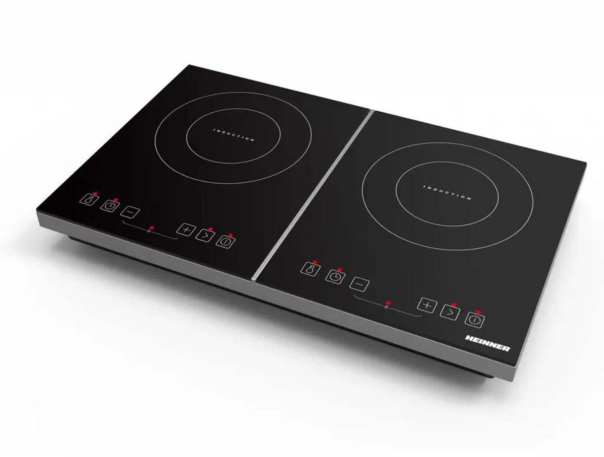 Heinner HFSHI-M2ZBTC Vrijstaande Inductiekookplaat – 2 Kookzones – 3500 W – Timer – Automatische Uitschakeling – Touchbediening – Zwart