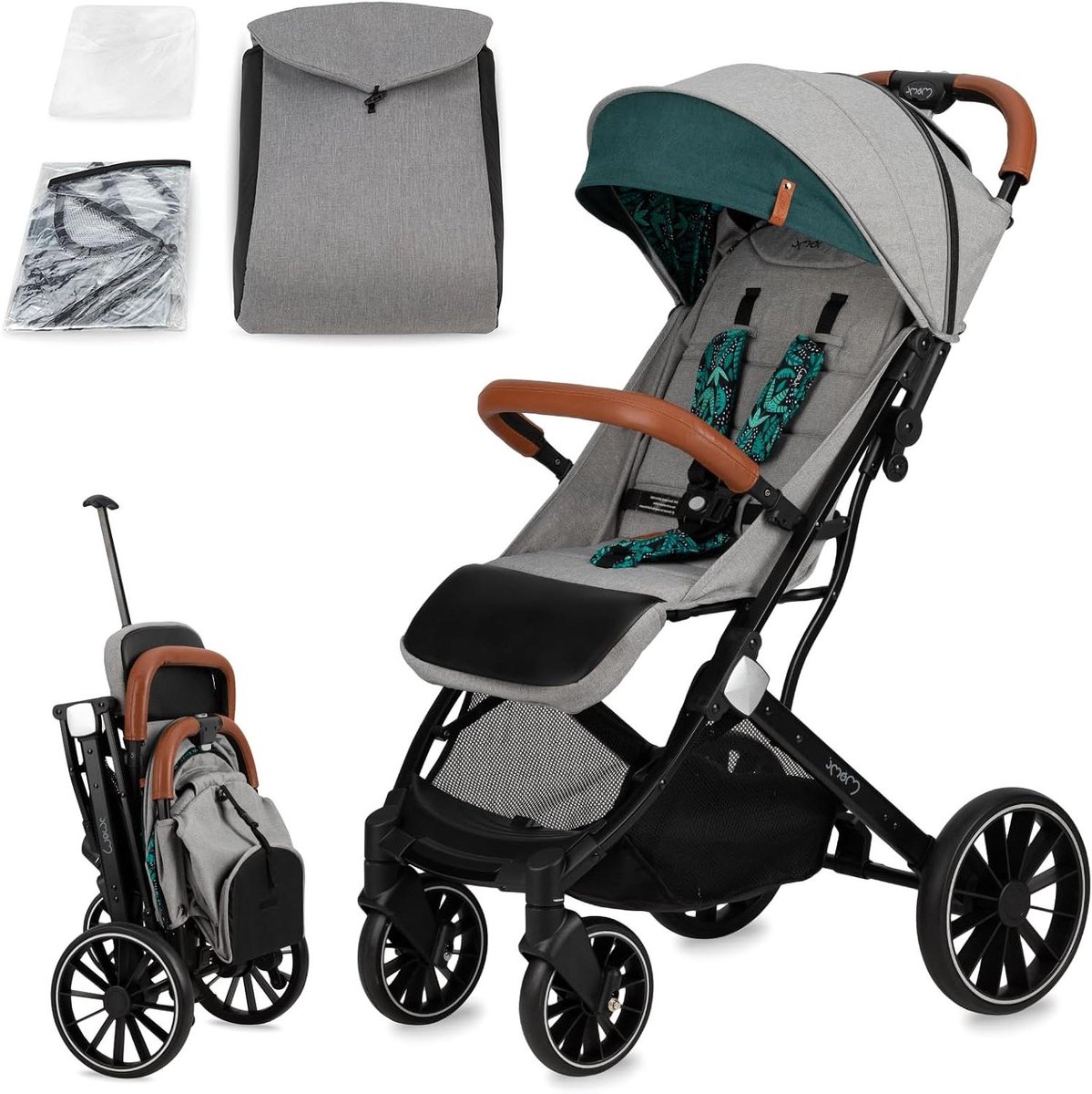 Kinderwagen buggy - Reisbuggy inklapbaar - Dagelijks gebruik - Trekbaar als koffer - 75 kg - Groen