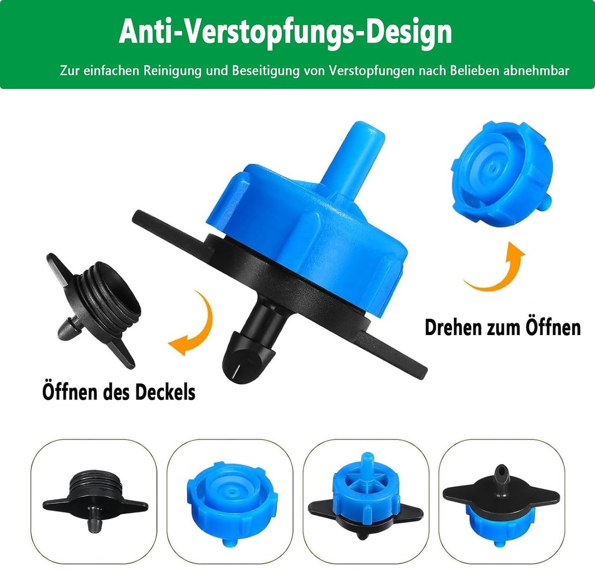 Complete Drip Irrigation Set van 100 Onderdelen voor Efficiënte Tuinirrigatie met Drip Heads, Geschikt voor Planten en Gazons (0.5 GPH)