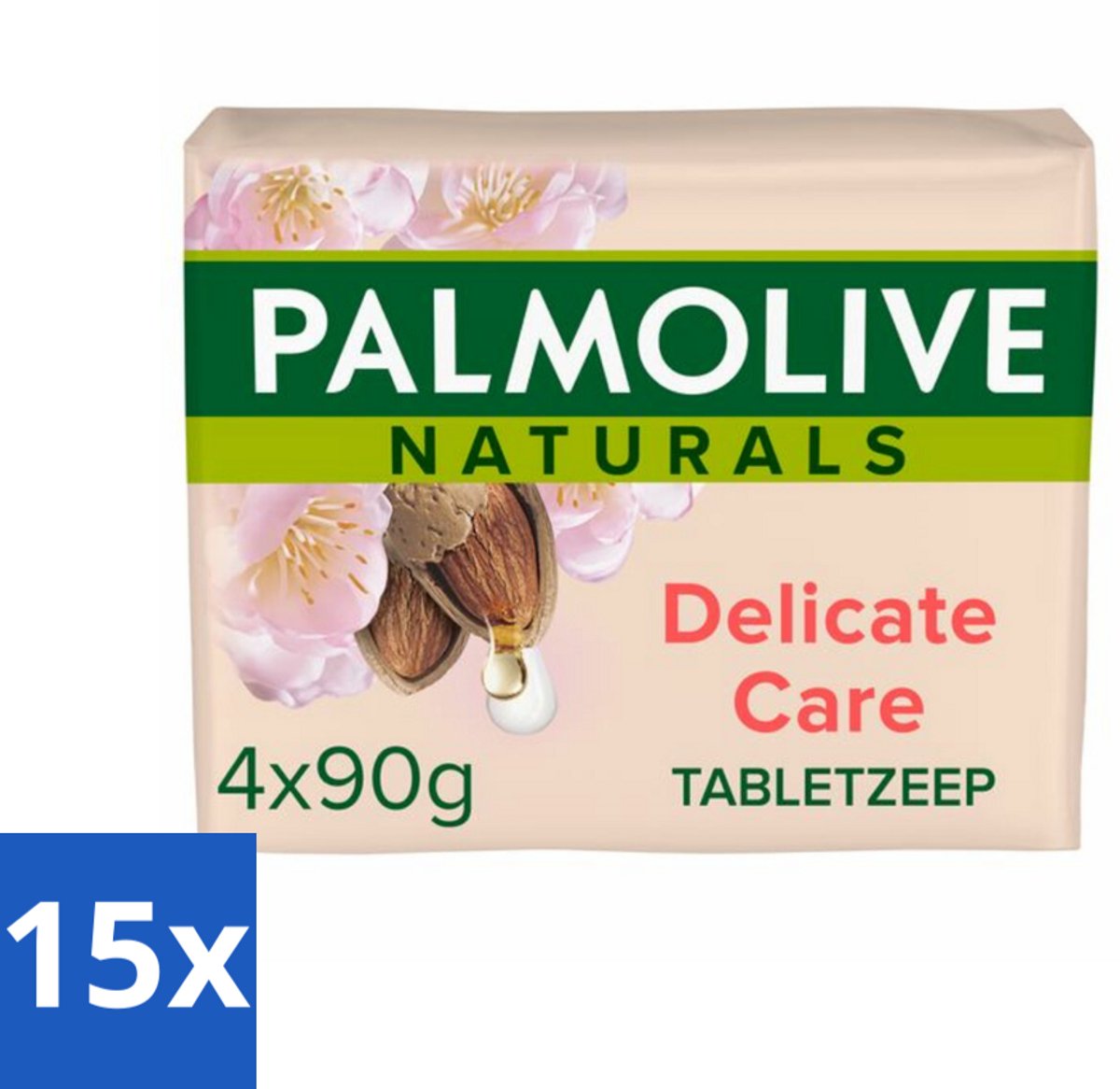 Palmolive Tabletzeep Naturals Amandel Melk 4x 90 gr - Bulkverpakking - 15 stuks