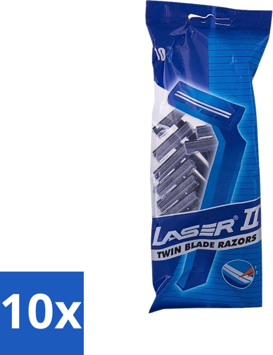 10 x Laser 2 - Ready Razor - Wegwerp - Voor Mannen - 10 Mesjes - Scheermesjes - Wegwerp Scheermesjes - Laser 2 Scheermesjes - 2-bladige Scheermesjes - Scheerbeurt