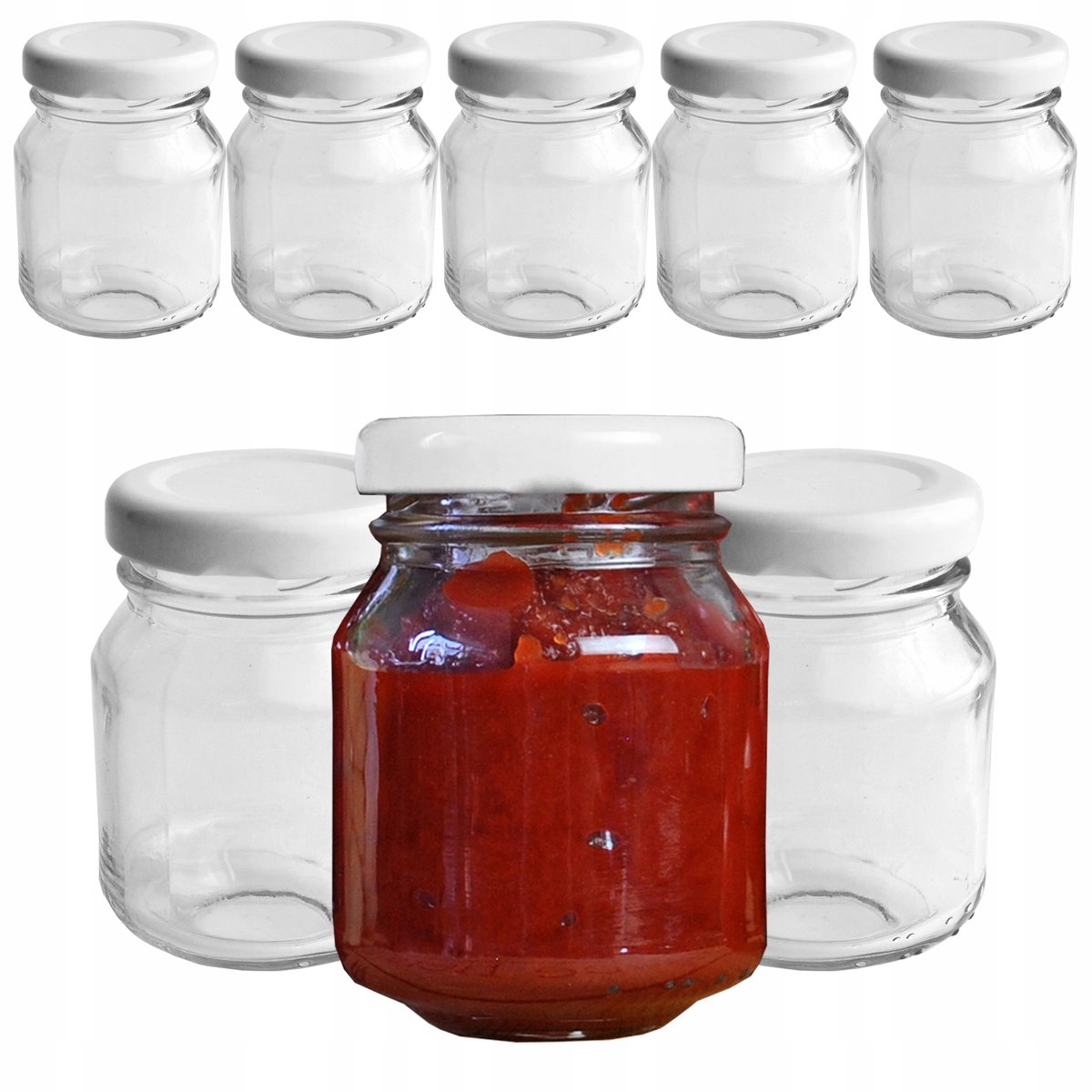 8x Glazen Potjes 85ml met Witte Draaideksel voor Honing, Jam & Kruiden