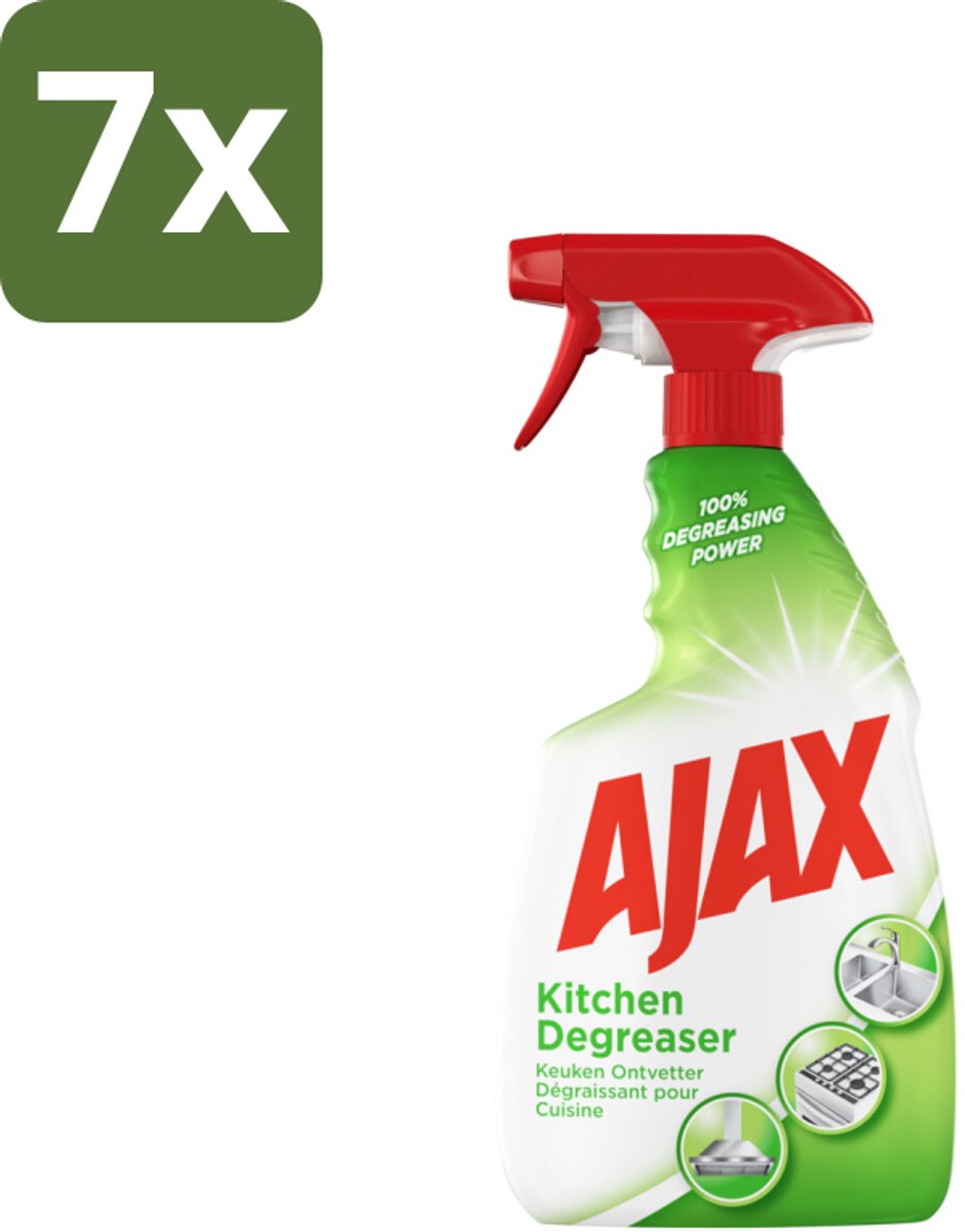 7 x Ajax Keukenspray 750 ml - Keukenontvetter - Vetverwijderen - Keuken Reinigen - Keukenoppervlakken Reinigen - Hardnekkig Vet Verwijderen