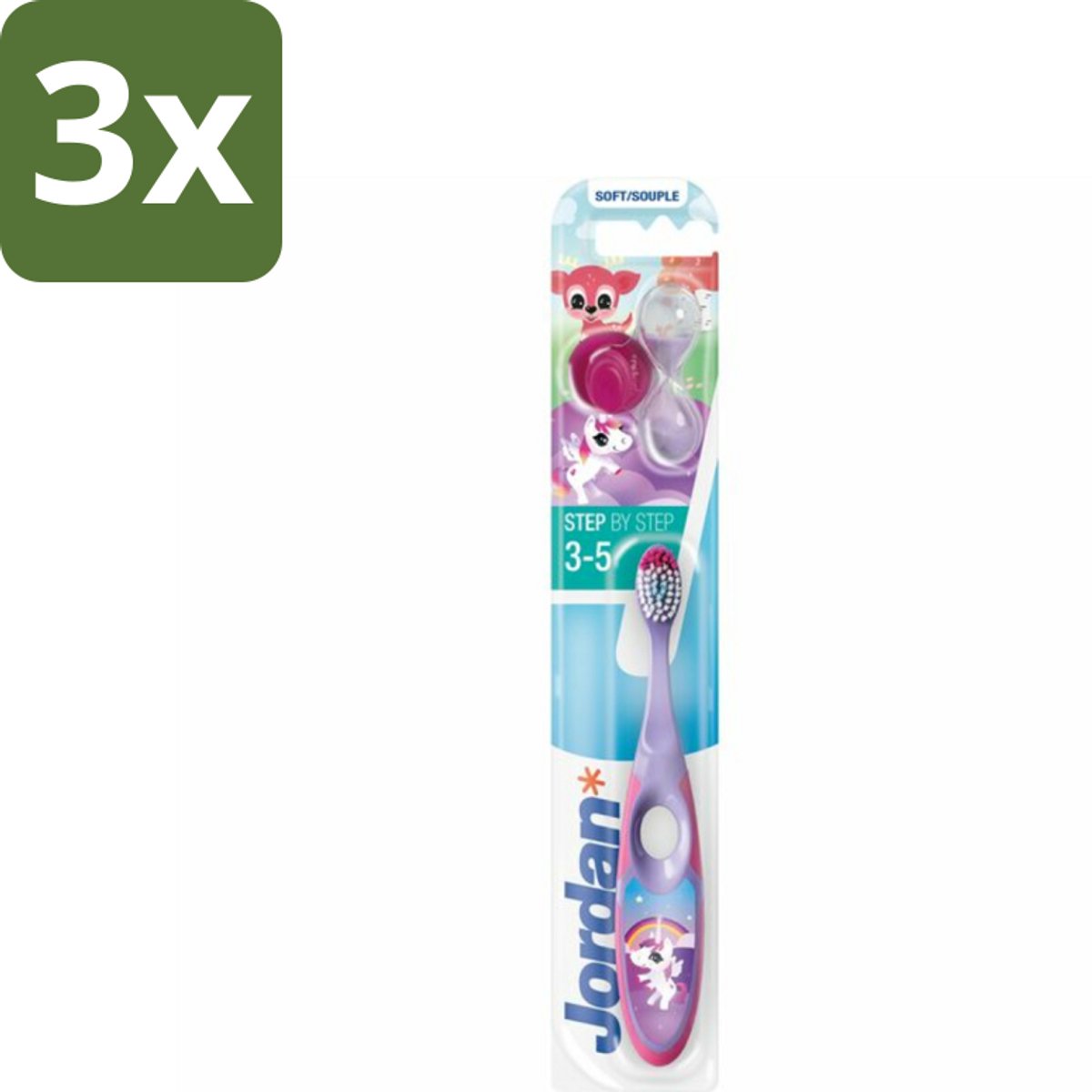 3 x Jordan Tandenborstel Step 2 (3-5 jaar) - Tandenborstel Kinderen 3-5 Jaar - Tandenborstel Melkgebit - Tandenborstel Voor Kinderen - Tandenborstel Zachte Haren - Tandenborstel Voor Melktanden
