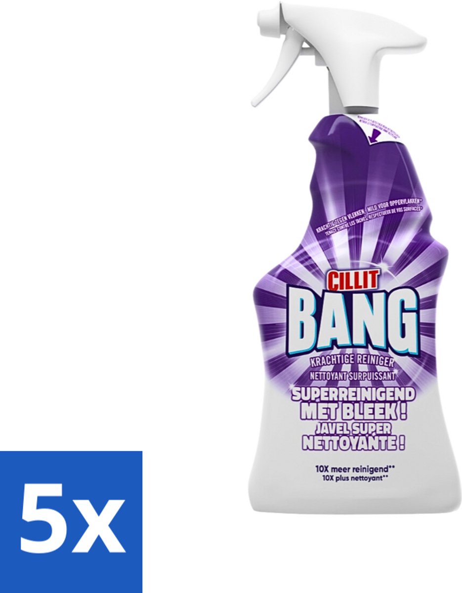 Cillit Bang - Bleek - Verwijdert Hardnekkig Vuil - Sterke Bleekwerking - 750 ml - Bulkverpakking - 5 stuks