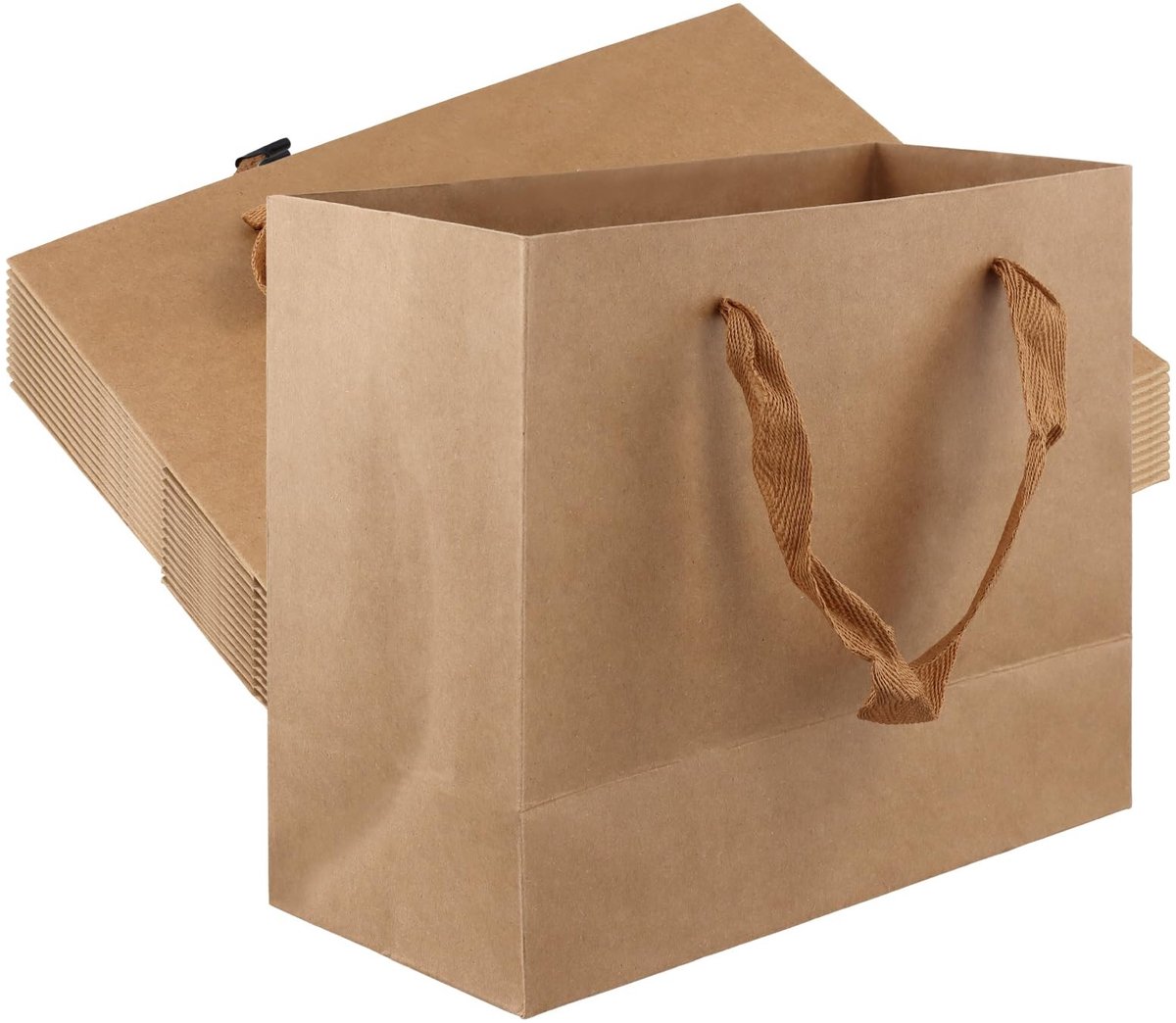 Solidchoice - Bruine Kraft Papieren Cadeautasjes met Handvatten - 40 Stuks (22x18x10cm)