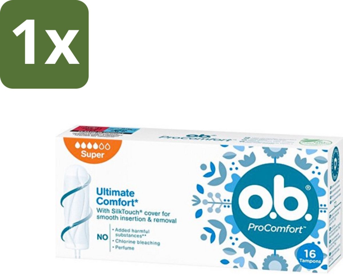 1 x o.b. Tampons - ProComfort Super - Voor Comfort en Zachte Bescherming - 16 Tampons - Tampons - Menstruatiebescherming - Comfort - Zachte Bescherming - 100% Plantaardige Kern