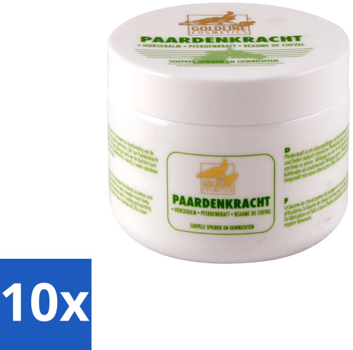 10 x Goldline - Bodycrème - Paardenkracht - Herstel & Verzorging - 250 ml - Bodycrème - Herstel - Huidverzorging - Spierherstel - Hydratatie