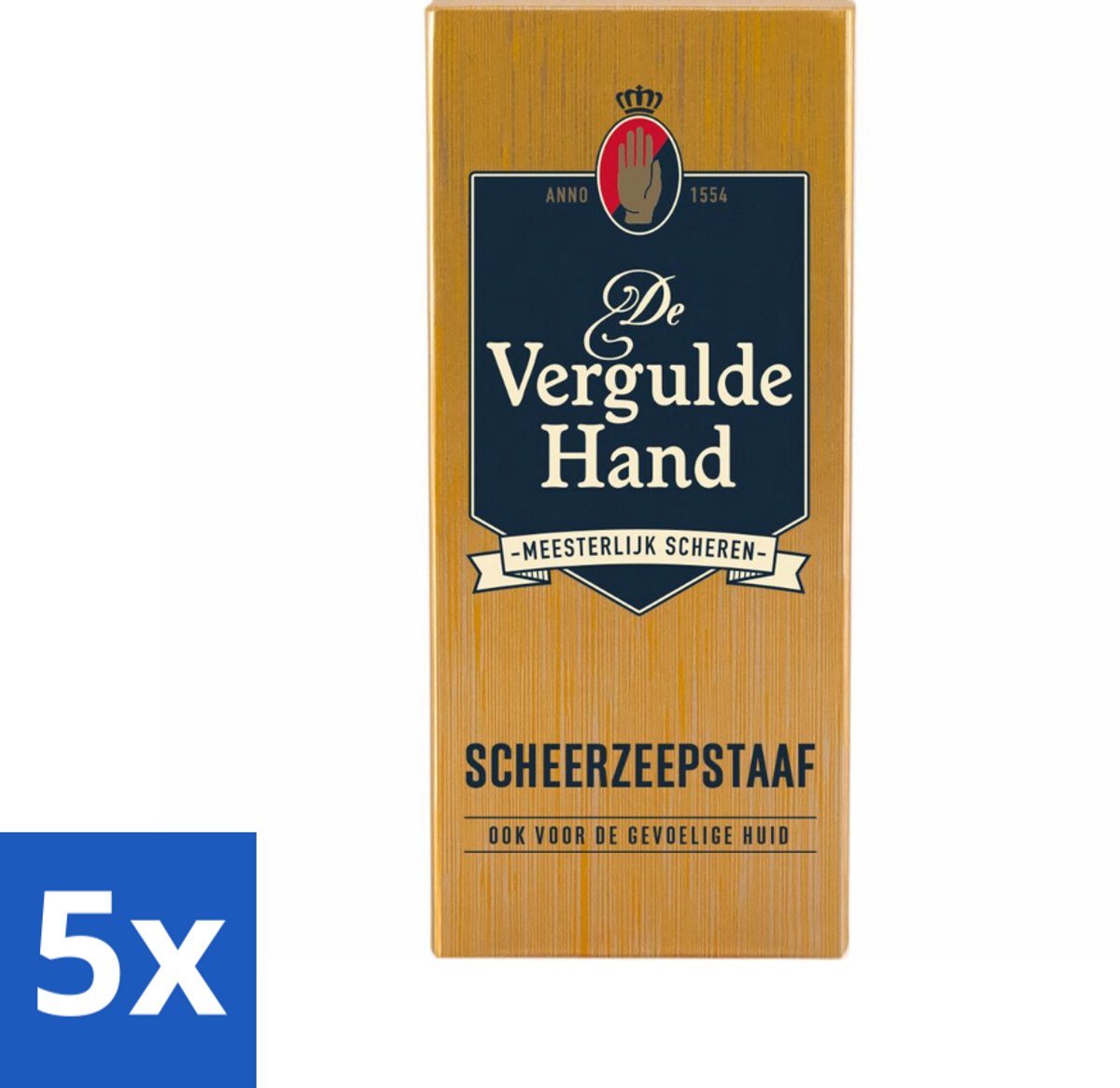 5 x Vergulde Hand Scheerzeepstaaf 75 gr - Scheerzeepstaaf - Vergulde Hand - Scheerbeleving - Klassiek Scheeren - Luxe Scheerbeleving