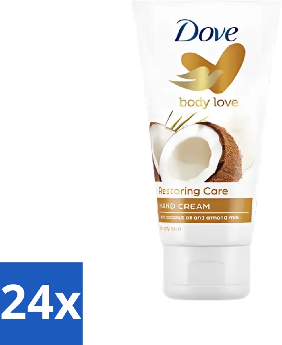 24 x Dove - Handcrème - Body Love Restoring Care - Kokos & Almond - Hydraterend - Droge huid - 75 g - Handcrème - Handverzorging - Droge Huid - Hydraterende Crème - Kokos En Amandel