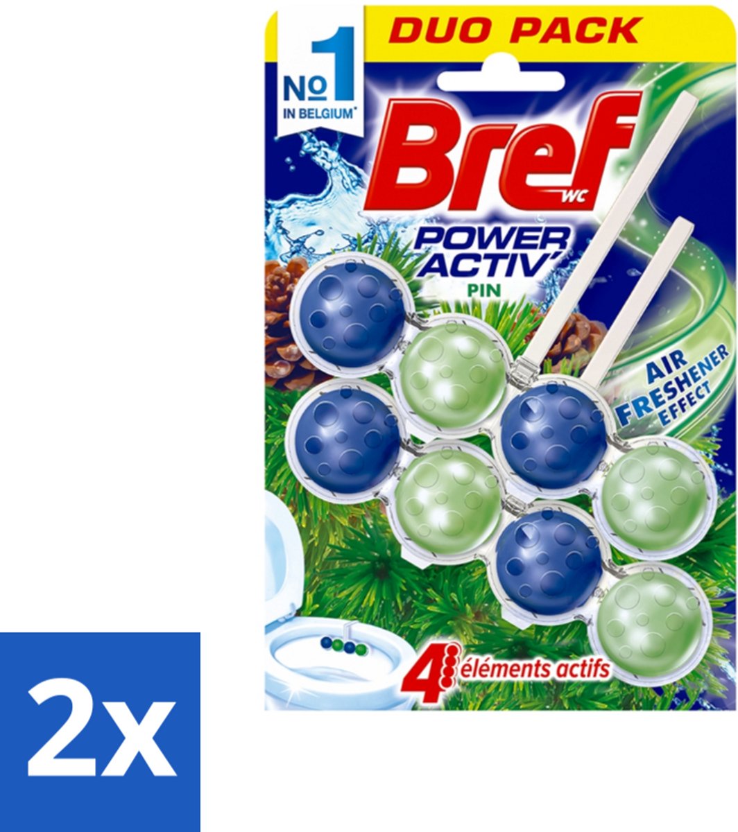 2 x Bref WC - Power Activ+ - Toiletblok - Den - 2 Blokken - Toiletblok - Wc Reiniger - Toilet Schoonmaak - Frisse Geur - Den Geur