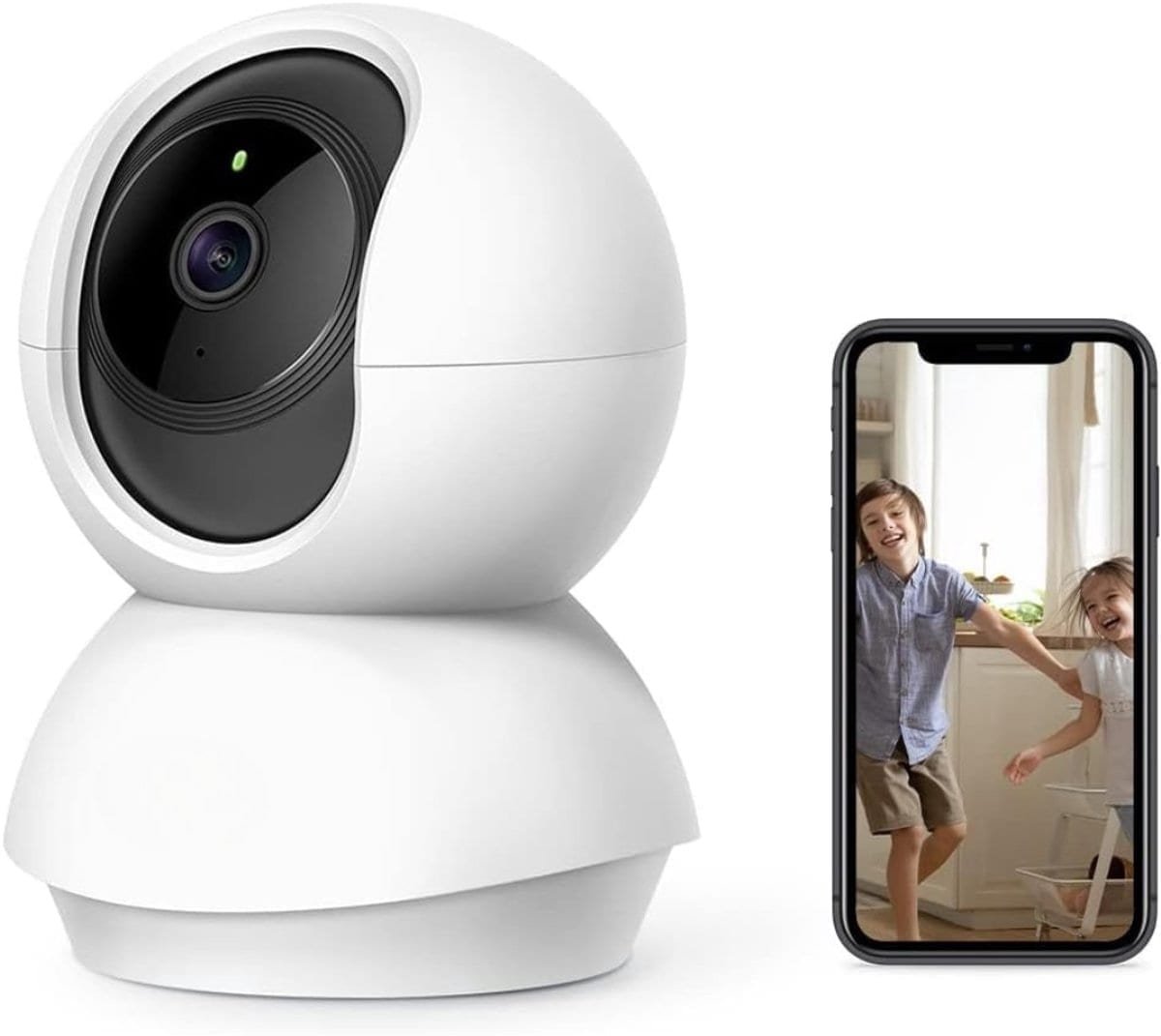 Klarven® Huisdiercamera - Huisdier Camera Binnen Wit - Live Meekijken En Terugpraten Via App, Tweeweg Audio - B 11 x D 11 x H 8 cm