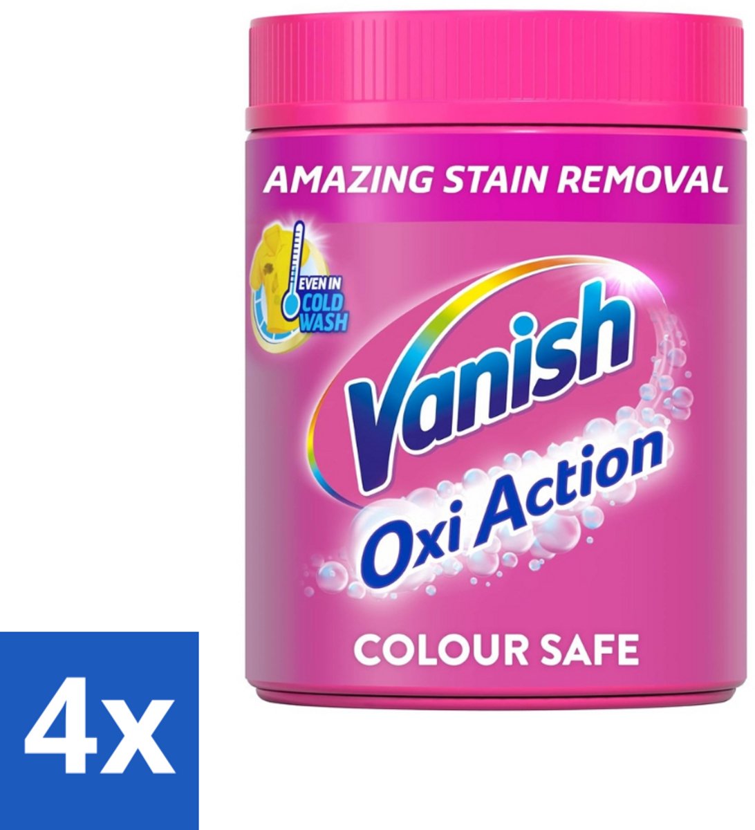 Vanish Oxi Action Pink - Vlekkenverwijderaar - Wasbooster - Zonder Bleek - 1.12 Kg - Voordeelverpakking - 4 stuks