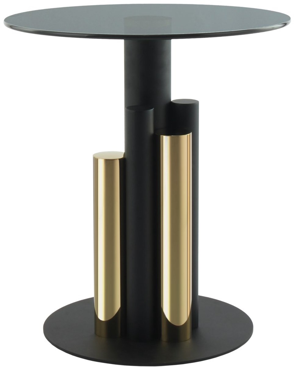 Padiro ronde bijzettafel Ø 46 x 52 cm - goud en grijs - Modern Art-Déco Glamour Look - gehard glazen tafelblad - roestvrij staal