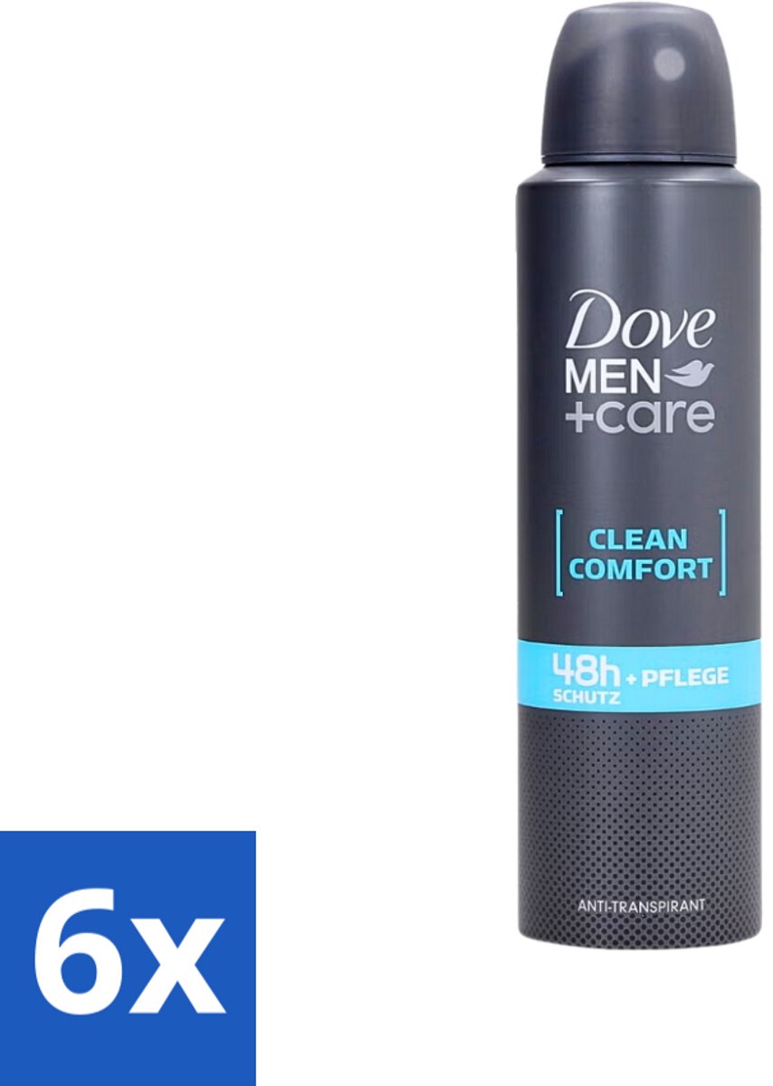 6 x Dove Men+Care - Clean Comfort - Deospray - Anti-Transpirant - 150 ml - Deodorant - Antitranspirant - Dove - Dove Men+Care - Clean Comfort