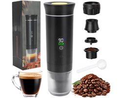 Klarven® Draagbare koffiemachine Zwart - Automatische reiniging, één knop bediening - Snel, gemakkelijk en ideaal onderweg - B 9 x H 21 x D 9 cm